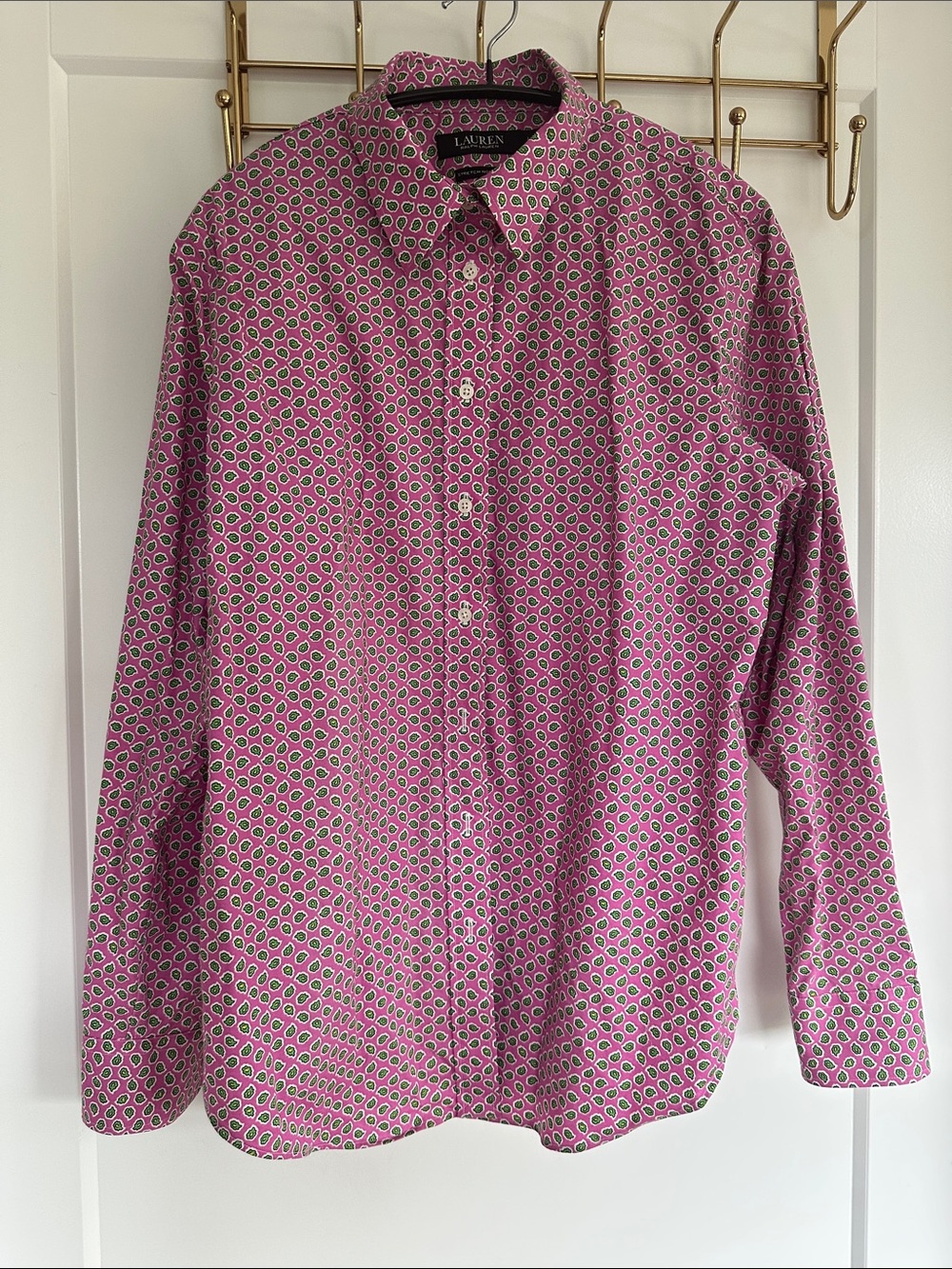 Lauren Ralph Lauren Pink Geo-Print Cotton Button-Down Shirt